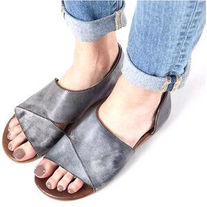 Roan By Bed Stu Leather Gray Brown Worn Look Sandals sz 7 Bohemian Style